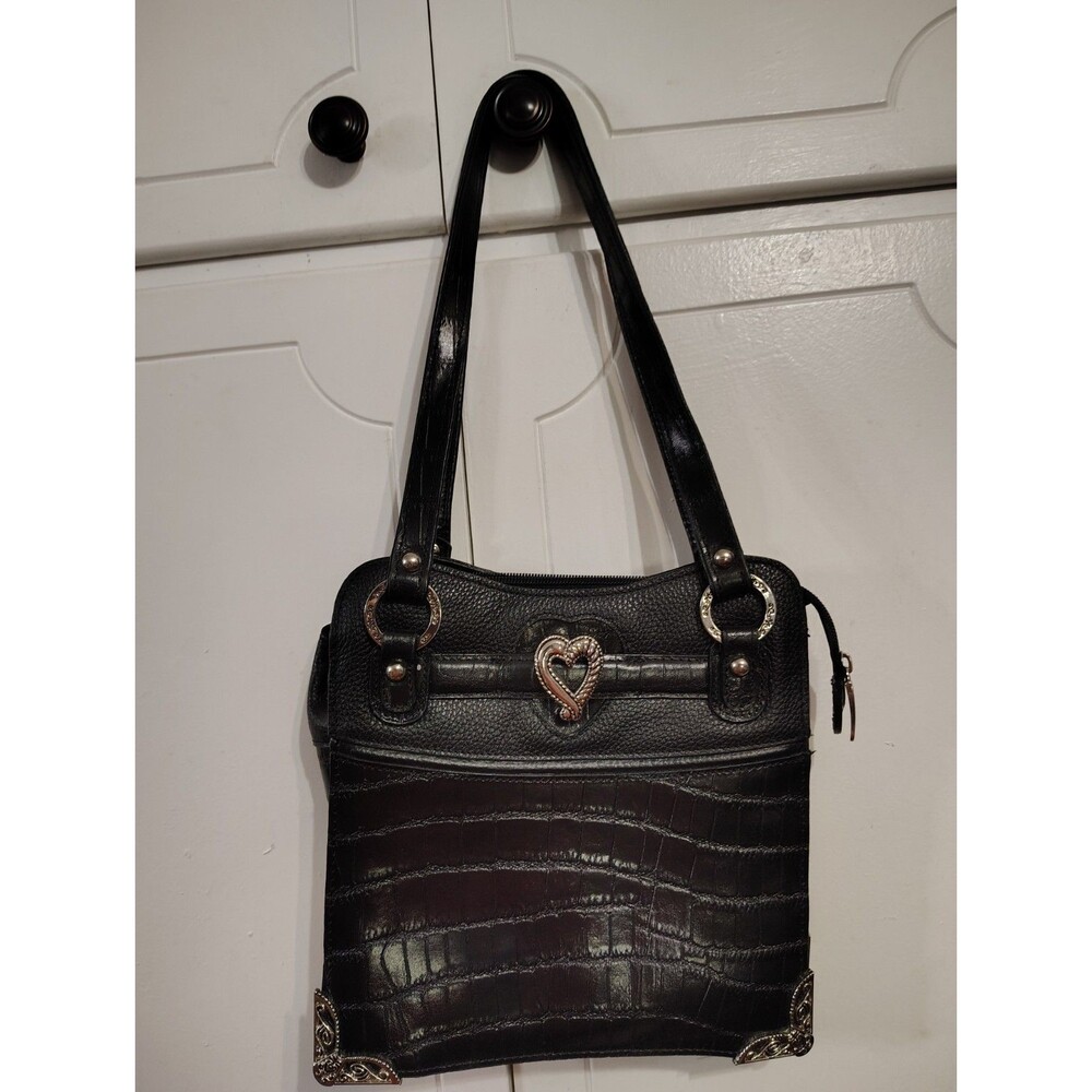 MC Marc Chantal Purse Black Leather Silver Accents Purse Shoulder Bag